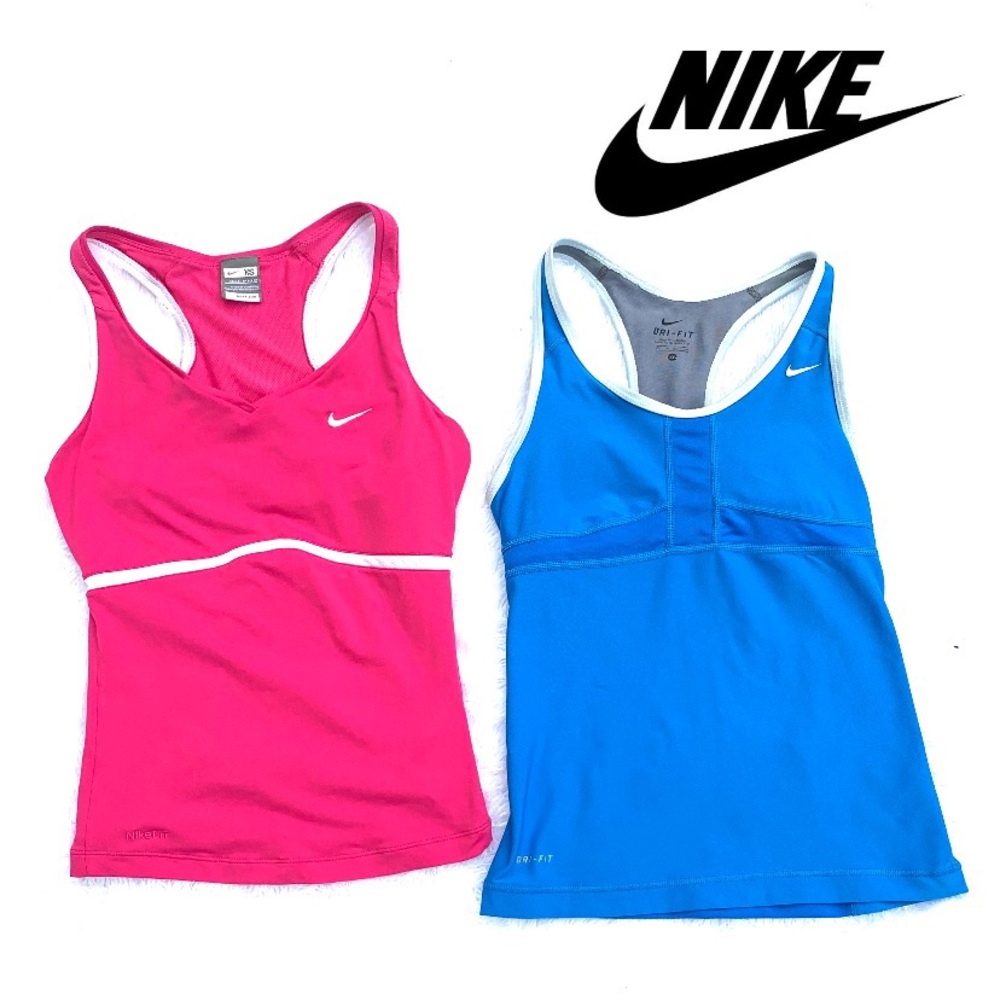 Nike Women's Racerback Tank Tops - Pink & Blue